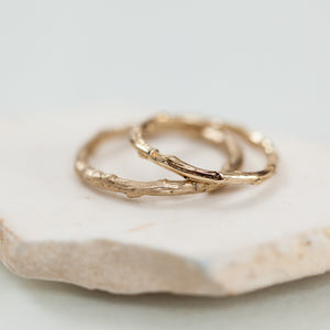 gold His & Hers branch rings