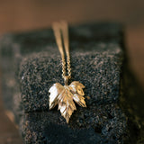 Vine leaf gold pendant