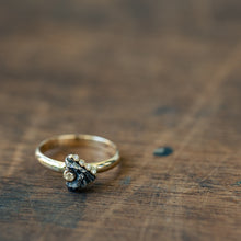 Load image into Gallery viewer, Meteorite and diamonds gold ring

