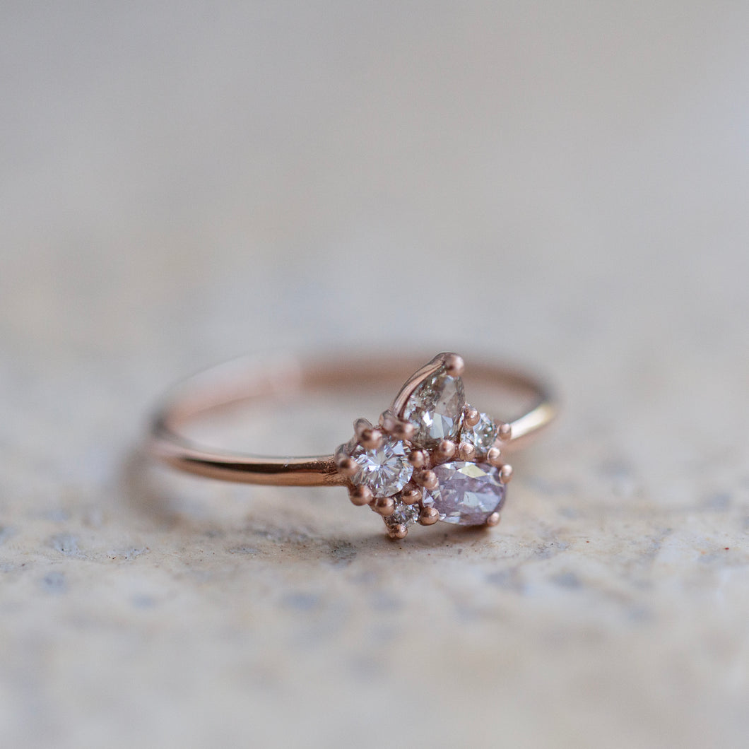 Pink diamonds cluster ring