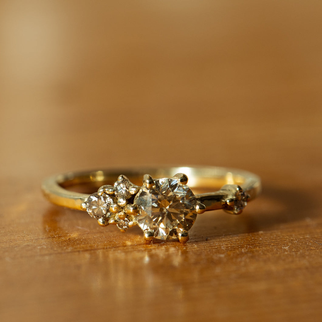 Champagne diamonds cluster ring