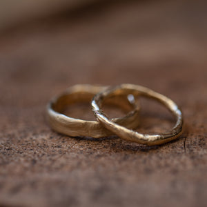Raw wide & thin wedding rings