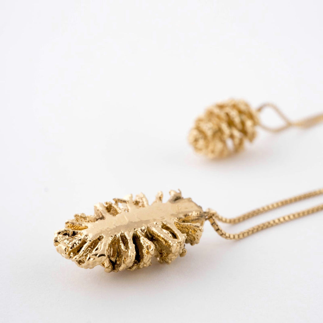Half pinecone gold plated necklace