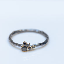 Load image into Gallery viewer, Mixed silver &amp; gold branch rings with black diamonds
