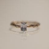 Almost white sapphire branch ring
