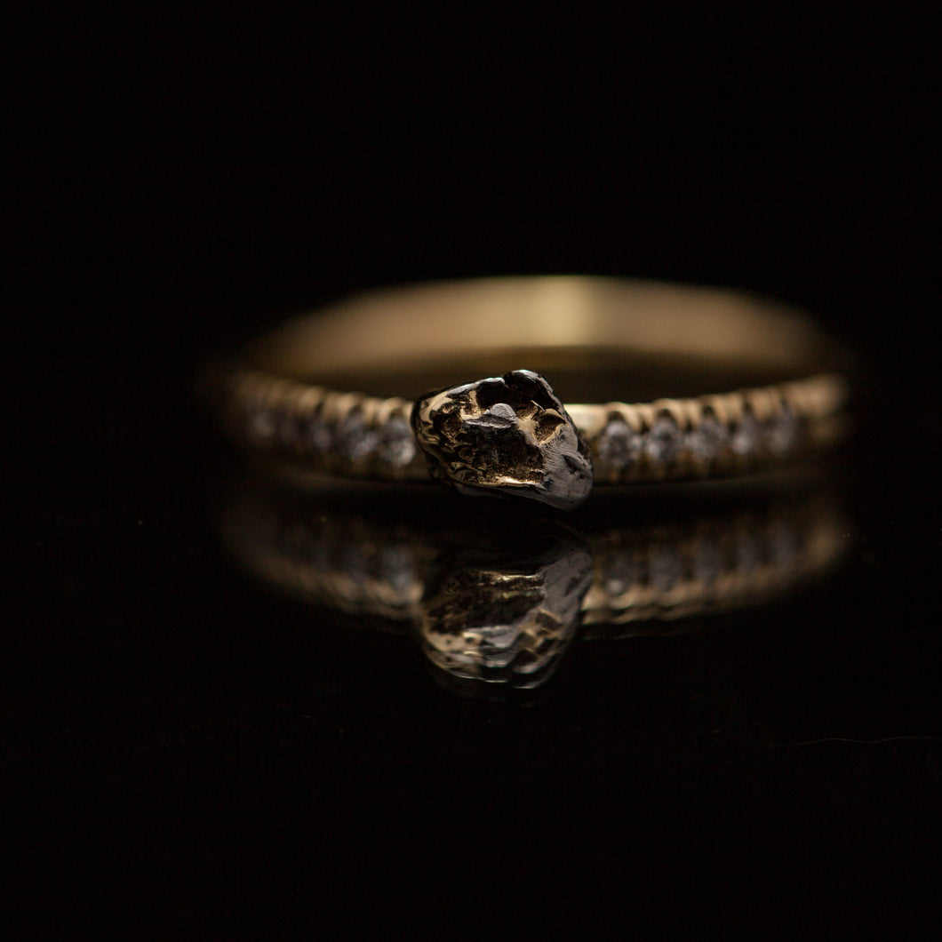 Meteorite & diamonds ring