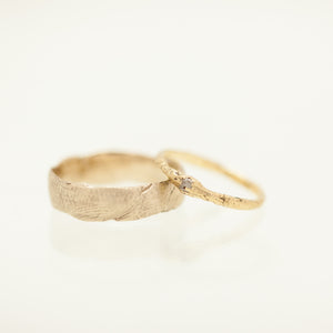 Thick Raw & Raw with raw diamond gold rings