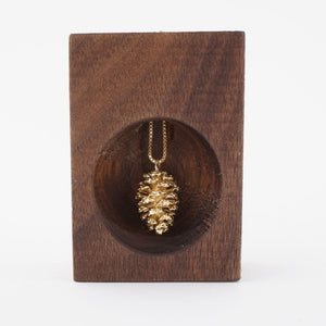 Gold plated natural pinecone necklace