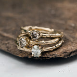 Oval branch engagement ring