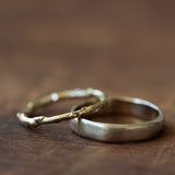 Smooth raw & Branch wedding ring