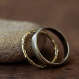 Smooth raw & Branch wedding ring