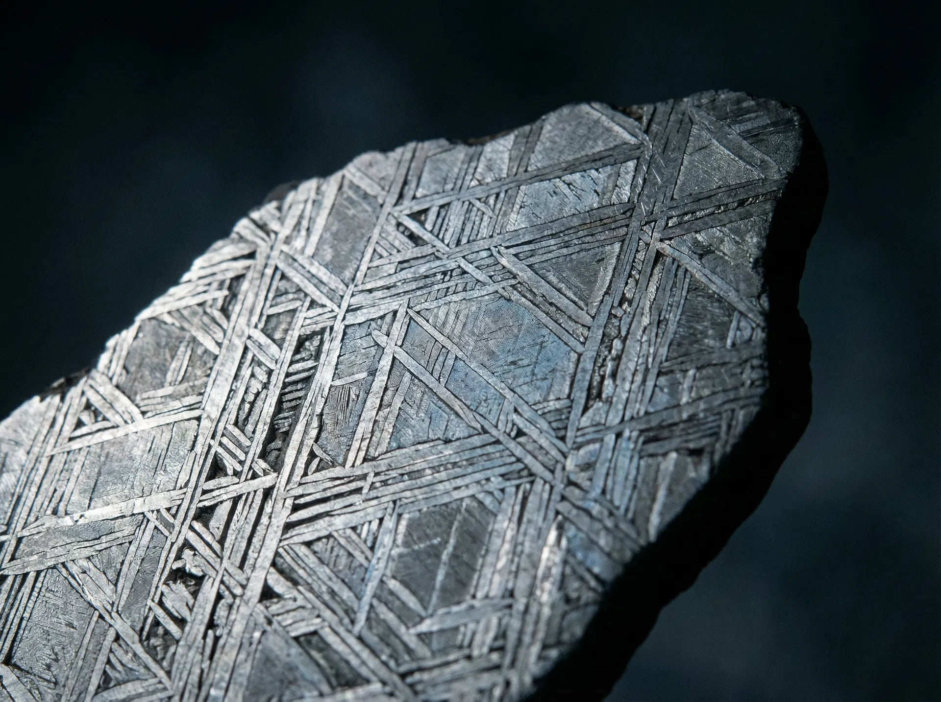 Gibeon meteorite Widmanstätten pattern close-up